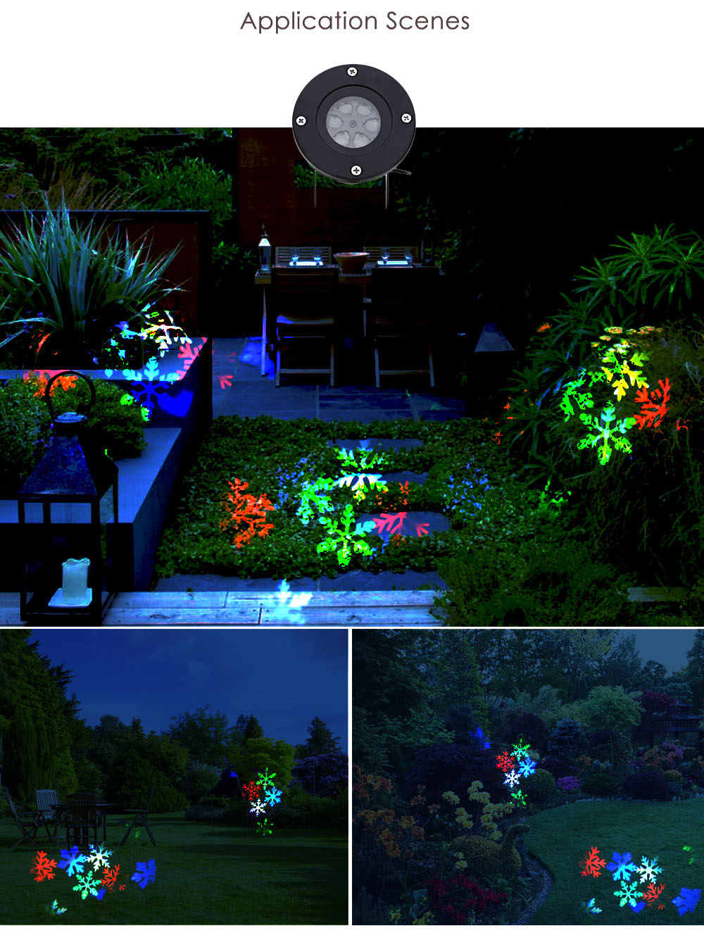 Lightme 110 - 240V 6W LED Colorful Snowflake Light Waterproof Landscape Projector Lamp