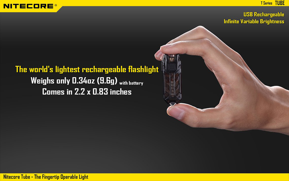 Nitecore TUBE 45Lm 2 Modes USB Rechargeable LED Keychain Light Flashlight - Transparent