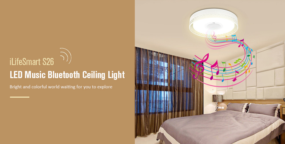 iLifeSmart S26 4160LM LED Music Flush Mount Ceiling Light Bluetooth 4.0 Control Recessed Fixture Lamp