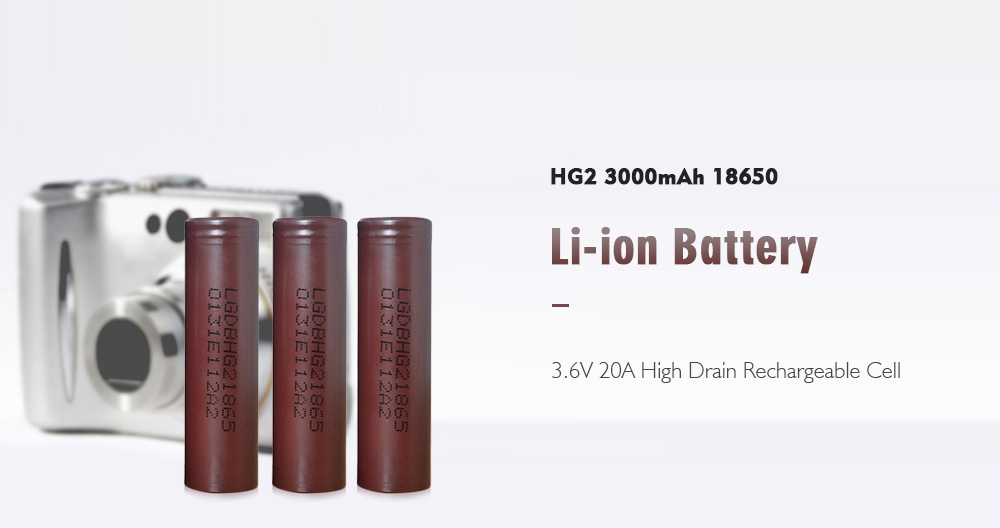 HG2 3000mAh 3.6V 20A 18650 Rechargeable Lithium-ion Battery