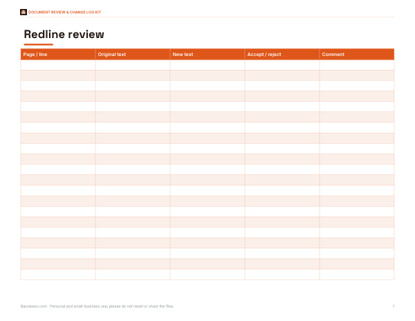 Preview of Printable Redline Review Sheet